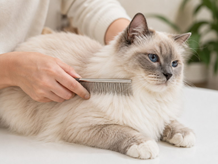 Metal comb for Ragdoll cat grooming and detangling
